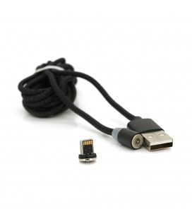 Магнитный кабель PiPo USB 2.0/Lighting, 2m, 2А, тканевая оплетка, бронированный, съемник, Black, BOX