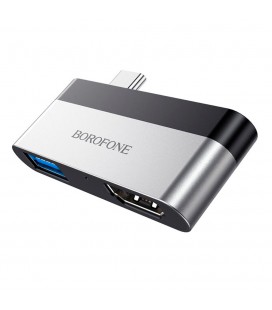 Переходник BOROFONE DH2 Type-C(Male) - USB3.0+2*HDMI, Black, Box
