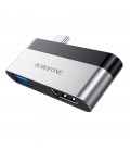 Перехідник BOROFONE DH2 Type-C(Male) - USB3.0+2*HDMI, Black, Box