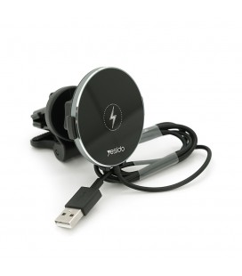 Автотримач Yesido C131+ Wireless Charging 15W, кріплення на решітку, магніт, Black, Box