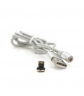 Магнітний кабель PiPo USB 2.0 /Lighting, 1m, 2А, тканинна оплетка, броньований, знімач, Silver, BOX