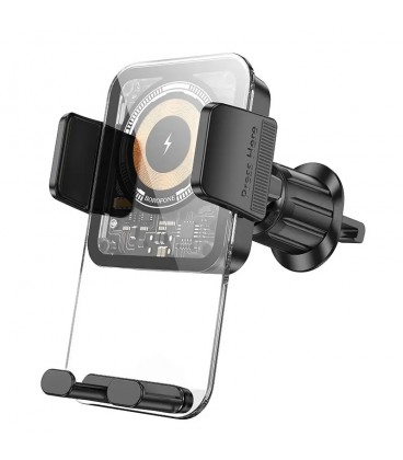 Автотримач BOROFONE BH209+ Wireless Charging 15W, кріплення на решітку, клямка 50-90мм, Black, Box