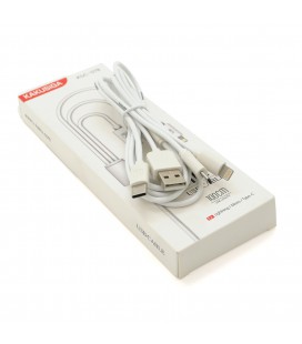Кабель KSC-078 BAITONG charging data cable3 in 1 Micro / Iphone / Type-C, довжина 1м, White, BOX