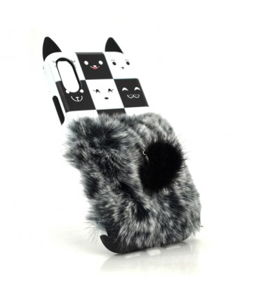 Накладка Кіт пухнастий хвіст (смарт кільце) iPhone 7/8 black
