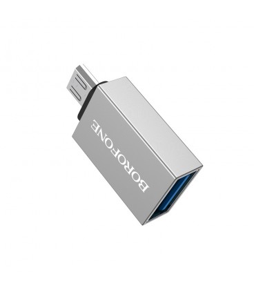 Перехідник Borofone BV2 USB2.0(F)  Micro(M), Silver, Blister