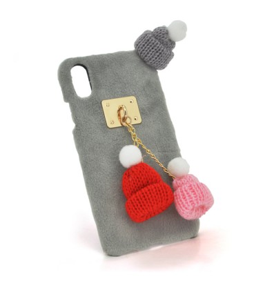 Накладка Пушистая Шапки iPhone X gray