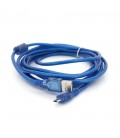 Кабель USB 2.0 (AM/Miсro 5 pin) 3м, прозорий синій, Пакет