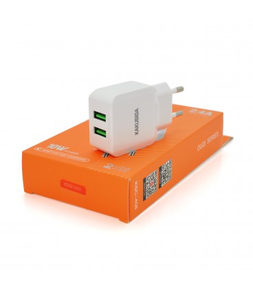 СЗУ AC100-240V KAKUSIGA KSC-408 OUQI, 2xUSB, 2.4A, White, Box