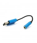 Перехідник для навушників KIN KY-210 USB2.0(M)-Jack3.5(F), Blue, Box