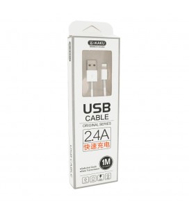 Кабель iKAKU YUANZHUANG charging data cable series for iphone, White, длина 1м, 2,4А, BOX