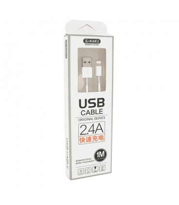 Кабель iKAKU YUANZHUANG charging data cable series for iphone, White, длина 1м, 2,4А, BOX