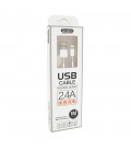Кабель iKAKU YUANZHUANG charging data cable series for iphone, White, довжина 1м, 2,4А, BOX