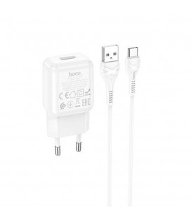 Набор СЗУ 110-240V HOCO C96A+ кабель Type-C, 1xUSB, 2.1A, кабель 1м, White, Blister