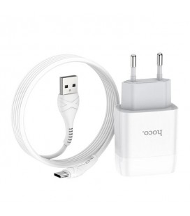 Набор СЗУ 110-240V HOCO C73A+ кабель Type-C, 2xUSB, 2.4A, кабель 1м, White, Blister