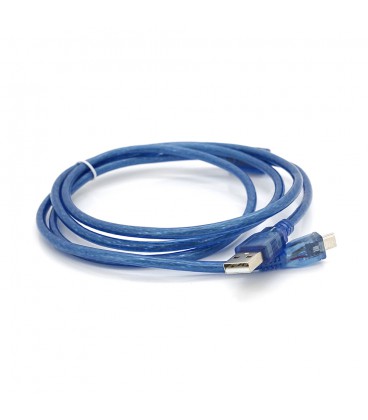 Кабель USB 2.0 (AM / Місго 5 pin) 1,5м, прозорий синій, Пакет