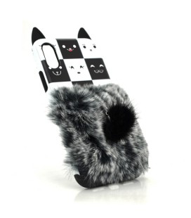 Накладка Кот пушистый хвост (смарт кольцо) iPhone 6/6s black