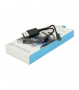 Перехідник для навушників та мікрофона KIN KY-211 USB2.0(M)-2/Jack3.5(F), Black, Box