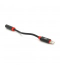 Кабель-перехідник KIN KY-202 Jack 3.5mm(F)  Lighting(M), 0.1м, Black, Box