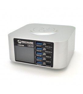 Зарядная станция с LED индикацией MECHANIC X-Power, 5*PD3.1-45W, 5*QC3.0-30W, 5В3А,9В2.2A,12В1.67А, Wireless Charging 15W, 220V/