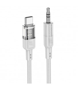Кабель HOCO UPA27 DC3.5 (папа) &gt, Type-C (папа), круглый в оплетке, 1.2м, Gray, Box