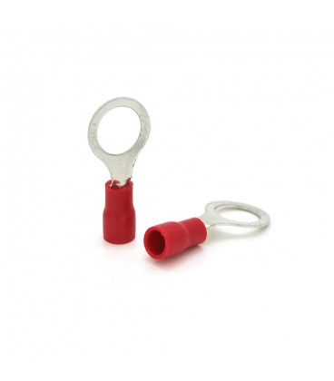 Клема тип "О" RV1.25-8, 0.5 мм, провід 0.5-1.5, ізольована, максимальний струм 19А, під обтискання, латунь, 100шт в упаковці, ці