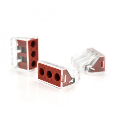 Самозатискна 3-провідна клема WAGO K773-173 для розподільчих коробок, 3-pin, прозоро-червона