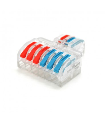 Клемна колодка з натискними затискачами 2х6-дроти LT-623 для розподільних коробок, 450V / 32A, прозора