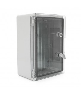 Бокс міцний з ABS пластику з монтажною панеллю 350х250х150, з прозорими дверцятами, IP65
