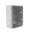 Бокс міцний з ABS пластику з монтажною панеллю 350х250х150, з прозорими дверцятами, IP65