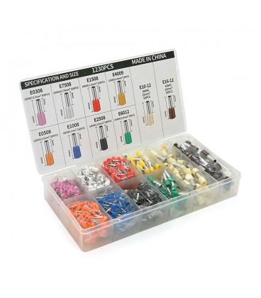 Набір клем/наконечників 1230шт(E0308v-300,E0508o-200,E2508bl-100,E1008b-150,E1508r-120,E4009gr-100,E7508w-200,E6012g-30,E1012br-