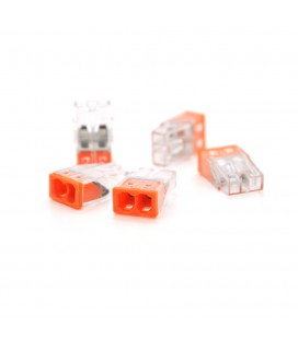 Самозажимная 2-проводная клемма WAGO К773-202 для распределительных коробок, 2-pin, прозрачно-оранжевая