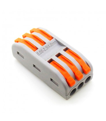 Клемна колодка з натискними затискачами 3-провідна SPL-3 для розподільчих коробок, 3-pin, прохідна, сера