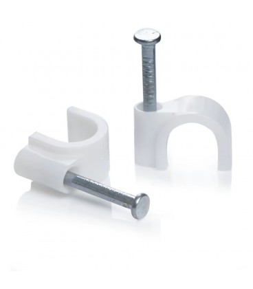 Скоби 6мм для кріплення кабелю (100 шт/уп), круглі, білі