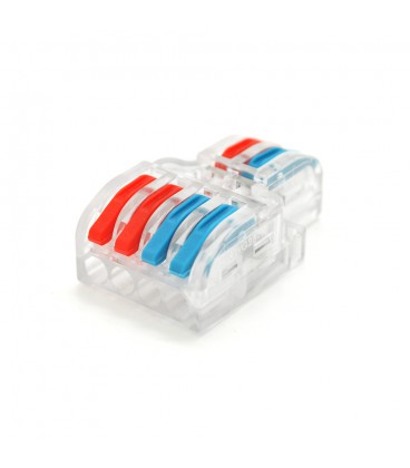 Клемна колодка з натискними затискачами 2х4-проводу LT-422 для розподільних коробок, 450V / 32A, прозора