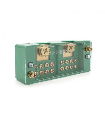 Параллельный разветвитель-сплиттер проводов FJ6/JHD-2-8, 1фаза-2вход М8, 8 выхода(латунь)1,5-35х1,5-16мм2, AC600V,60А, -55°С~125