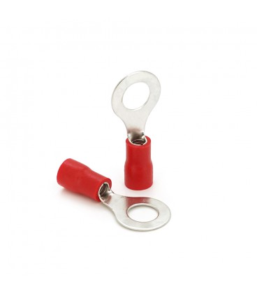 Клема тип "О" RV2-6, 0.5 мм, провід 1.5-2.5, ізольована, максимальний струм 27А, під обтискання, латунь, 100шт в упаковці, ціна 