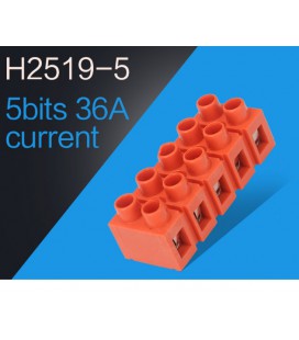 Клеммный блок H2519-5P 36A/660V, материал медь, сечение провода 0.5-6мм2
