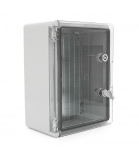 Бокс міцний з ABS пластику з монтажною панеллю 400х300х170, з прозорими дверцятами, IP65