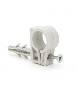 Обойма з ударним шурупом для гофри/труби білий/сірий 15-16мм (пач. 50шт. ціна за пачку)