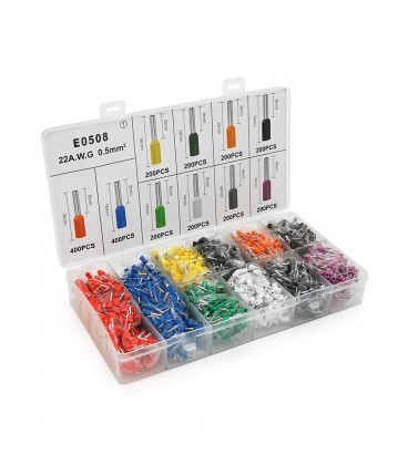 Набір клем/наконечників 2400шт VE0508 (R-400, B-400, Y-200, Bl-200, O-200, Br-200, G-200, W-200, Gr-200, V-200) у боксі
