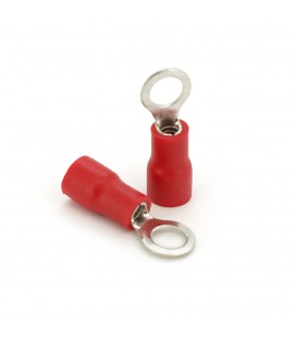 Клемма тип 'О' RV1.25-4, 0.5 мм, провод 0.5-1.5, изолированная, максимальный ток 19А, под обжимку, латунь, 100шт в упаковке, цен