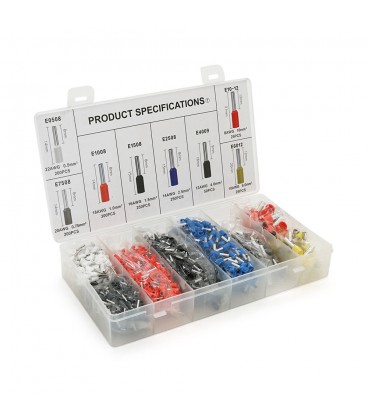 Набір клем/наконечників 1300шт (E0508-200 E2508-250, E1008-300, E1508-250, E4009-50, E7508-200, E1012-25, E6012-25) у боксі
