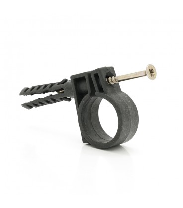 Обойма с ударным шурупом для гофры/трубы черное 20-22мм (пач. 50шт. цена за пачку)