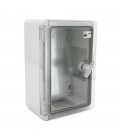Бокс міцний з ABS пластику з монтажною панеллю 280х210х130, з прозорими дверцятами, IP65