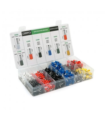 Набор клемм/наконечников 1200шт(E0508w-200 E2508b-250,E1008r-200,E1508bl-250,E4009gr-50,E7508gr-200,E6012y-25. E1012r-25) в бокс