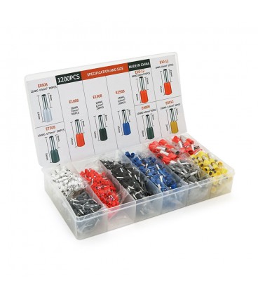 Набор клемм/наконечников 1200шт (E0508w-200, E7508g-200, E1008r-200, E1508bl-250, E2508b-200, E4009gr-50, E6012y-50, E1012r-25.E