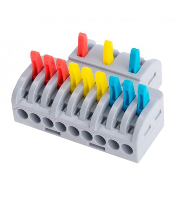 Клеммная колодка с нажимными зажимами 3х9-провода LT-933 для распределительных коробок, 450V/32A, cерая