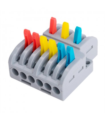 Клемна колодка з натискними затискачами 3х6-дроти LT-633 для розподільних коробок, 450V / 32A, cерая