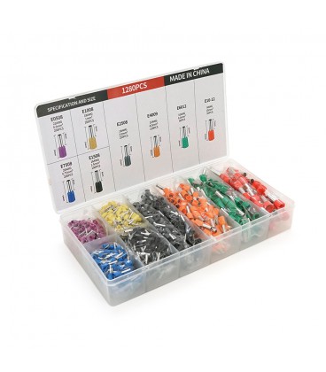 Набір клем/наконечників 1280шт  (E0508v-200, E7508b-200, E1008y-200, E1508bl-150, E2508gr-250, E4009o-150, E6012g-80, E1012r-50)