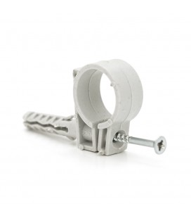 Обойма з ударним шурупом для гофри/труби білий/сірий 20-22мм (пач. 50шт. ціна за пачку)